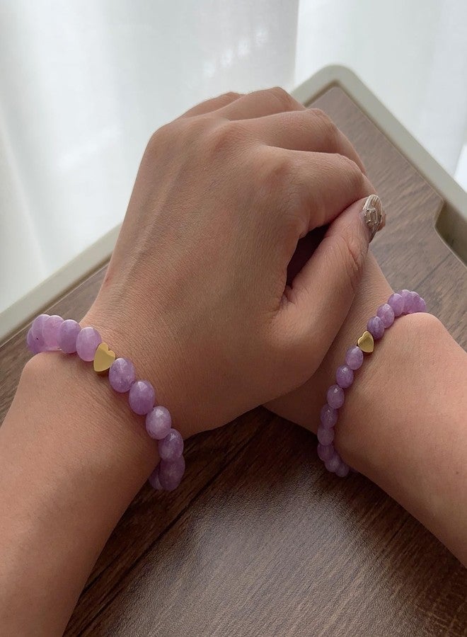 DOLLESS Mother Daughter Bracelets for Women Matching Heart Mommy and Me Bracelets Christmas Gifts for Mom Daughter (Purple) - Image 2